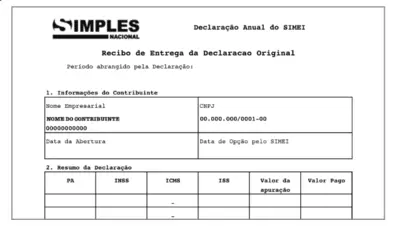 Declaração de Faturamento do MEI